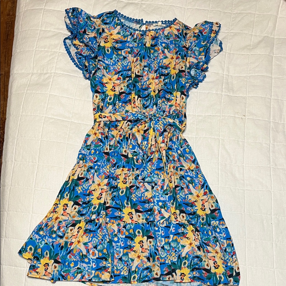 JODIFL Blue Floral Casual Dress